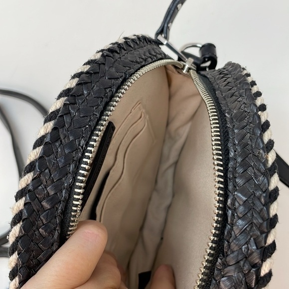 Rebecca Minkoff Purse Crossbody Bag Straw Circle Blue Tassel - Picture 9 of 10